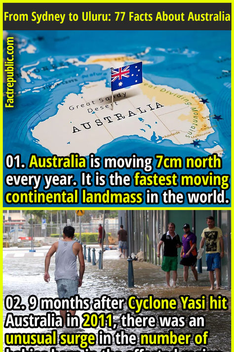 01. Australia is moving 7cm north every year. It is the fastest moving continental landmass in the world. Australia Fun Facts, Facts About Australia, Australia Facts, World History Facts, Fact Republic, Trivia Facts, Desert Mountains, History Facts, Story Ideas