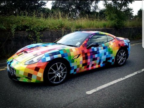 50 Interesting Custom Car Wraps - Page 16 of 57 - Van, Truck and Car Wraps Tesla Wrap, Rainbow Checkered, Vehicle Signage, Ferrari California, Car Wraps, Car Wrap Design, Forza Horizon, Wrap Ideas, Awesome Cars