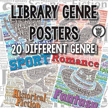 Library Genre Posters & Worksheets | Teachers Pay Teachers Poetry Classroom, Fantasy Fiction Books, Genre Posters, Colorful Icons, Reading Incentives, Book Bin Labels, School Library Displays, Color Posters, Library Media Specialist