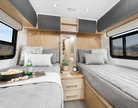 Twin Beds Twin Bed Camper Van, Motorhome Makeover, Mercedes Rv, Yacht Ideas, Small Travel Trailer, Van Builds, Leisure Travel Vans, Travel Vans, Murphy Bed Ikea