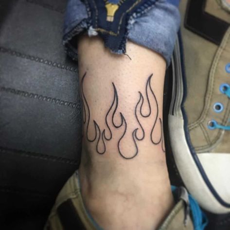 (not mine, found on google <3) Ankle Tattoo Men, Flame Tattoo, Emo Tattoos, Ankle Tattoos For Women, Anklet Tattoos, Flame Tattoos, Fire Tattoo, Knee Tattoo, Small Tattoos For Guys