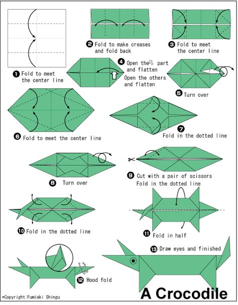 Origami Crocodile Origami Crocodile, Origami Shark Tutorial, Origami 2d, Origami Lizard, Origami Ocean Animals, Origami Instructions For Kids, Origami Ancient Dragon, Origami Instructions, Reading Literature