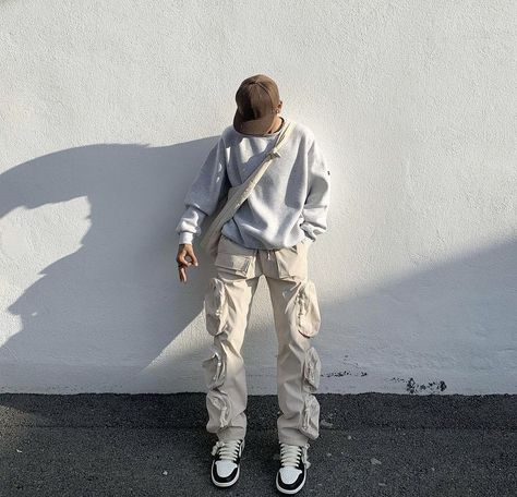 Cargo Pants Outfit Men, Cream Cargo Pants Outfit, Cream Cargo Pants, Minimal Streetwear, Streetwear Inspiration, Pants Outfit Men, Cargo Pants Outfit, Dope Outfits For Guys, Boys Fits