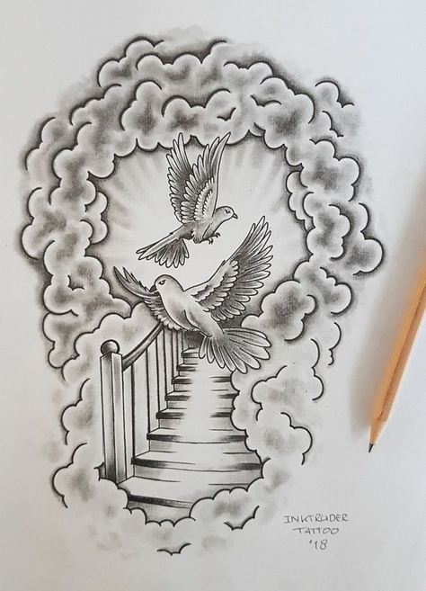 Blitz Tattoo, Cloud Tattoo Design, Clouds Tattoo, Half Sleeve Tattoo Stencils, Dove Tattoos, Heaven Tattoos, Half Sleeve Tattoos Drawings, Tattoo Outline Drawing, Tattoo Zeichnungen