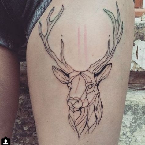 Stag Tattoo, Harry Tattoos, Artsy Tattoos, Sketch Style Tattoos, Lighthouse Tattoo, Tattoo Needle, Head Tattoo, Deer Tattoo, Tattoo Apprentice