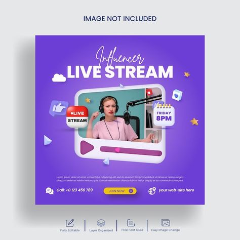 Live streaming webinar promotion social ... | Premium Vector #Freepik #vector #template #social-media #instagram #post Live Streaming Design, Happy Chinese New Year, Instagram Design, Social Media Banner, Live In The Now, Live Streaming, Free Psd, Post Templates, Social Media Template