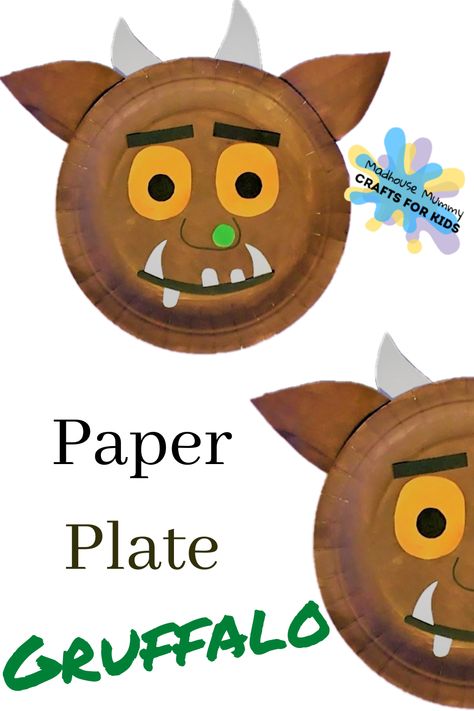 A fun and easy world book day craft for children. Inspired by the Gruffalo, one of our favourite kids books written by Julia Donaldson #story #Gruffalo #worldbookday #kidscrafts Gruffalo Paper Plate Craft, The Gruffalo Book, World Book Day Activities, Gruffalo Activities, World Book Day Ideas, Ocean Theme Crafts, Mummy Crafts, Julia Donaldson, Paper Plate Crafts For Kids