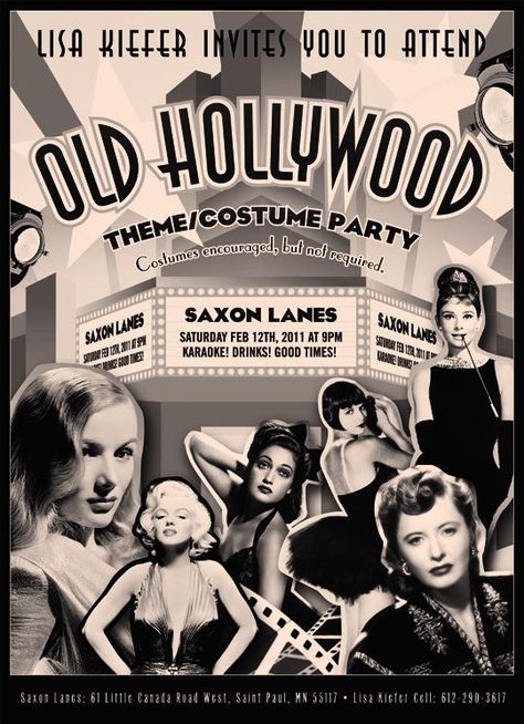 Old Hollywood Party Theme, Hollywood Themed Party, Hollywood Glamour Party, Old Hollywood Prom, Old Hollywood Party, Oud Hollywood, Old Hollywood Theme, Hollywood Birthday Parties, Prom Posters