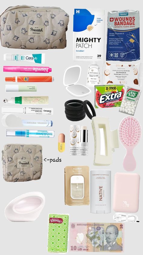 Emergency kit Cute Emergency Kit Bags, Girl Emergency Kit, 6th Grade Survival Kit, Travel Emergency Kit, Emergency Kit Bag, Locker Essentials, High School Essentials, Emergency Kit For Girls, Mini Emergency Kit