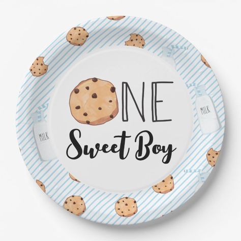 And Milk Boy Cookies | Zazzle Blue Birthday Party, Sweet Milk, Birthday Paper Plates, Two Sweet, Milk And Cookies, Birthday Paper, Sweet Boy, Blue Birthday, Paper Plates