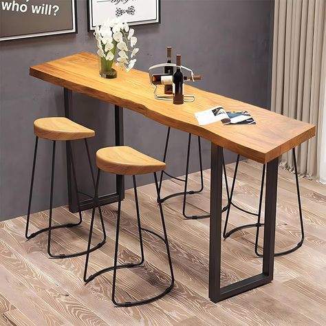 Amazon.com: Generic Bar Table,Bar Height Pub Table with Sturdy Metal Frame,Narrow High Top Table,Rectangular High Top Kitchen & Dining Counter Tables for Bar Pub,Dining Room,Small Space,Narrow Space, Wood : Home & Kitchen Dining Room Small Space, Pub Dining Room, Counter Tables, High Top Table, Dining Counter, High Bar Table, Minimalist Design Style, Bbq Table, Eating Table