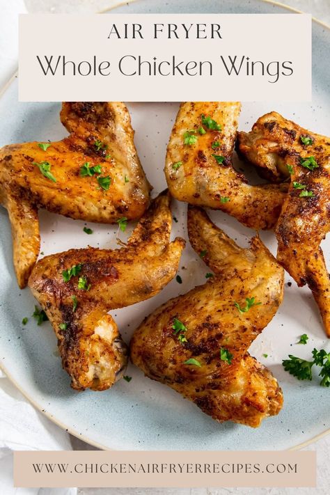 Air Fryer Whole Chicken Wings - Chicken Air Fryer Recipes Whole Chicken Wings In Air Fryer, Fresh Chicken Wings In Air Fryer, Fried Whole Chicken Wings, Healthy Wings Recipe, Chicken Air Fryer Recipes, Whole Chicken Wings, Chicken Wings Air Fryer, Air Fryer Whole Chicken, Wings Air Fryer