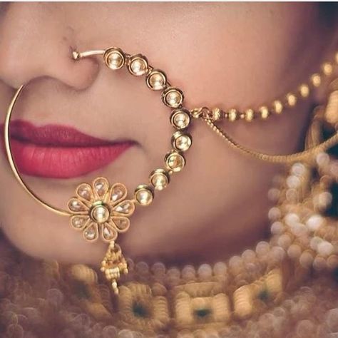 No photo description available. Nath Designs, Bridal Nose Ring, Nose Ring Jewelry, Wedding Jewelery, Fav Song, Indian Bridal Jewelry Sets, Wedding Day Jewelry, Bridal Accessories Jewelry, Indian Jewellery Design Earrings