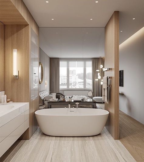 Hotel Interior Bedroom, Hotel Bathroom Design, Small Hotel Room, Open Plan Bathrooms, Hotel Bedroom Design, Open Bathroom, Townhouse Designs, Hotel Room Design, Bathtub Design