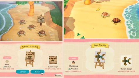 Pastel Kidcore, Animal Crossing 3ds, Path Design, Turtle Pattern, Turtle Beach, New Animal Crossing, Turtle Design, Animal Crossing Game, Beach Design