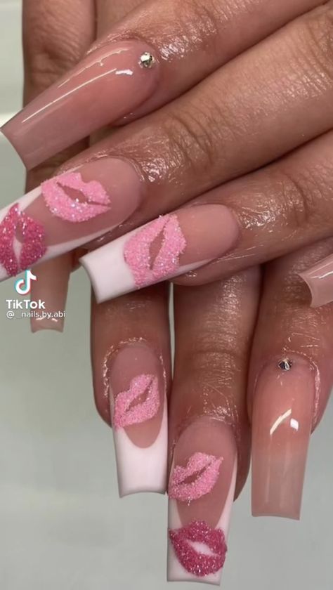 Vday Nails, Nail Designs Valentines, Her Nails, Dope Nail Designs, Acrylic Nails Coffin Pink, Unique Acrylic Nails, Acrylic Nails Coffin Short, Pink Acrylic Nails, Square Acrylic Nails