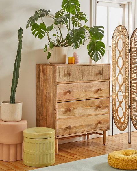 Urban Outfitters Home en Instagram: “Online now: new furniture collections at the link in bio. #UOHome” Brown Wood Bedroom Furniture, Brown Wood Bedroom, Mexican Bedroom, Dresser Inspiration, Light Academia Room, Light Wood Dresser, Urban Outfitters Home, Wood Bedroom Furniture, Wooden Dresser