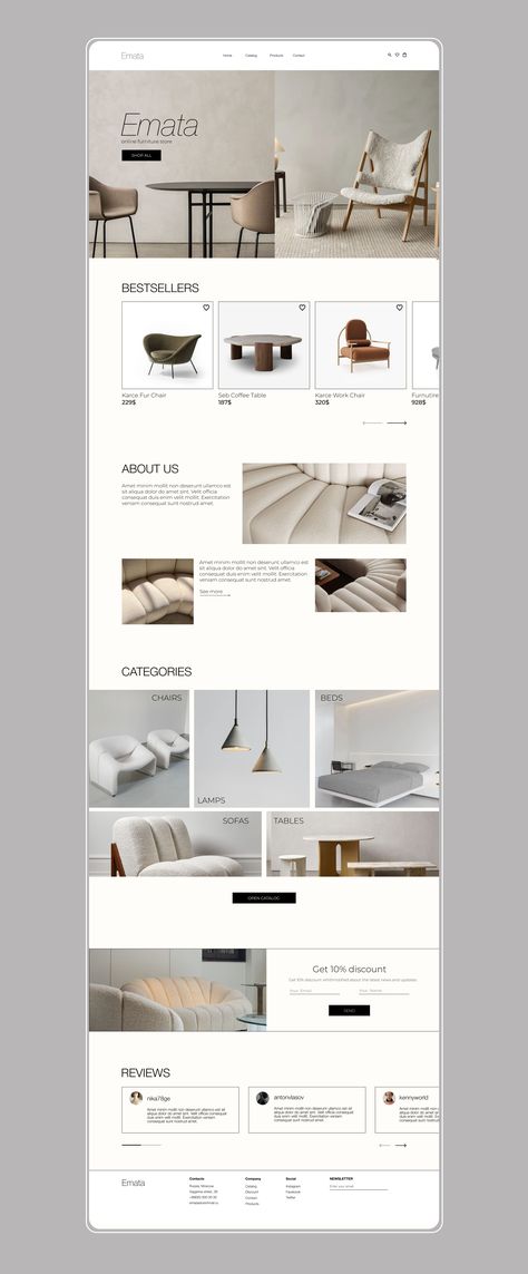 Collection Page Web Design, Furniture Email Marketing, Furniture Newsletter Design, Furniture Email Design, Homeware Website, Opacity Design, Home Decor Website Design, Monochrome Website Design, Soft Minimalism Interior