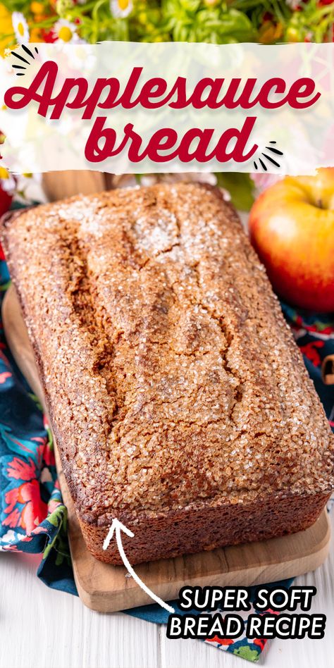 Apple Bread Using Applesauce, Simple Apple Bread Recipe, Apple Sauce Quick Bread, Baking Recipes With Applesauce, Baking With Apple Sauce Recipes, Cooking With Applesauce Recipes, Quick Apple Bread Easy Recipes, Spiced Applesauce Bread, What To Do With Leftover Applesauce