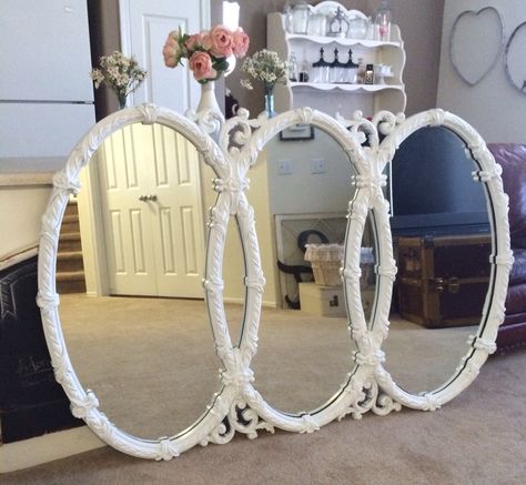 Vintage 1960's Ornate Syroco  Triple Oval Mirror❤️ 66" Across  42.5" Height Blt Pasta, Furniture Flips, Bathroom Redo, Oval Mirror, Something Old, Flipping Furniture, Mirror Mirror, Bedroom Inspo, Master Bath