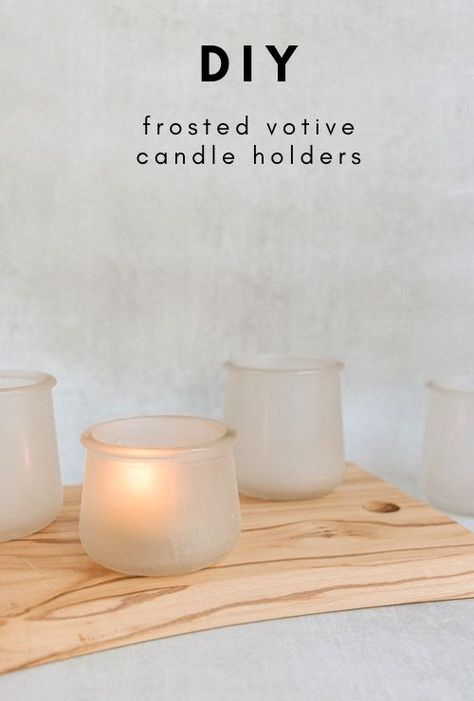 Votive Candle Holders Diy, Frosted Candle Holders, Candle Holder Diy, Cinnamon Stick Candle, Frosted Candles, Flameless Tea Lights, Jar Candle Holder, Fairy Jars, Creative Candles