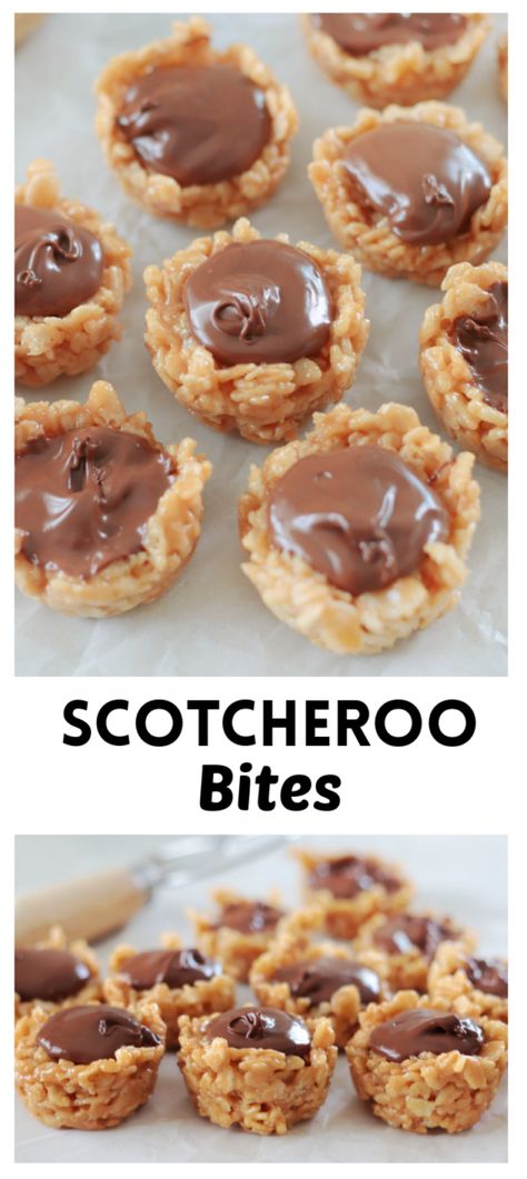 Recipes Using Mini Peanut Butter Cups, Scotcheroo Bites, To Go Snacks, Peanut Butter Rice Krispies, Cookie Cups Recipe, Dessert Cookies, Lost 100 Pounds, Candy Recipes Homemade, Christmas Candy Recipes