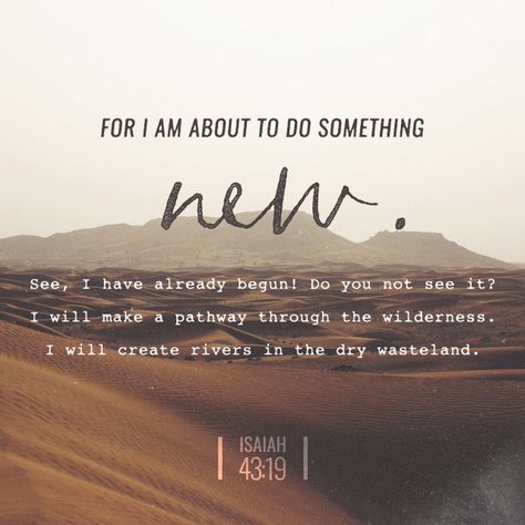 For I am about to do something new. See, I have already begun! Isaiah 43 19, Isaiah 43, Gods Promises, The Wilderness, Scripture Quotes, Verse Quotes, Bible Verses Quotes, Bible App, Bible Scriptures