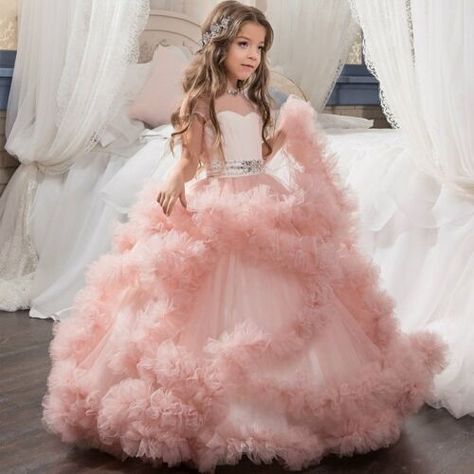 Cinderella Dress For Girls, Beaded Flower Girl Dress, Wedding Flower Girl Dresses, Cinderella Dresses, Flower Girl Dress Lace, Tulle Ball Gown, Gowns For Girls, Wedding Dresses For Girls, Girl Princess Dress