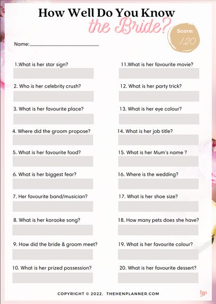 How Well Do You Know The Bride? 50+ Fun Questions! – The Hen Planner How Well Do You Know The Bride Questions, How Well Do You Know The Bride, Bridal Jeopardy Game, Bridal Jeopardy, Party Questions, Bride Game, Jeopardy Game, Hen Party Bags, Hen Party Games