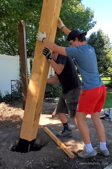 How to Place and Level Posts for a Backyard Swing Arbor Yard Swings Diy Backyard Ideas, Swing Pergola Ideas, Diy Swing Frame, Outdoor Swing Ideas, Backyard Swing Ideas, Arbor Ideas, Diy Arbour, Diy Swing, Landscape Timbers