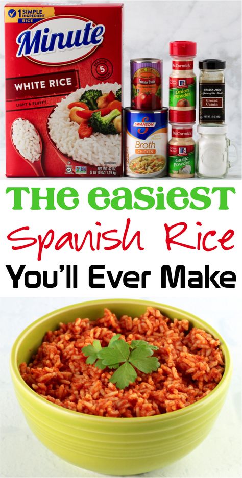 Spanish Rice For Two, Spanish Rice With Boil In Bag Rice, Diy Spanish Rice Easy, What To Serve With Burritos, Quick Spanish Rice Recipe, Easy Spanish Rice Recipe Minute Rice, Spanish Minute Rice, How To Make Spanish Rice Easy, Easy Spanish Rice With Minute Rice