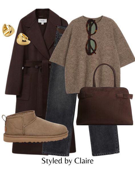 Brown coats & Uggs🐻 Comment LINKS to shop the looks in your DMs What look is your fave? Sign up to my email club for my weekly trend report, link in bio✨ @clairebcnstyle #autumnstyle #autumnoutfit #autumnfashion #uggseason #virtualstylist #neutralstyle Brown V Neck Sweater Outfit, Dress In Winter Outfit, What Should I Wear Tomorrow, Brown And Blue Outfit, Fall Outfits Uggs, Brown Winter Outfit, Fall Outfit For Work, Fall Shopping Outfit, Brown Coats