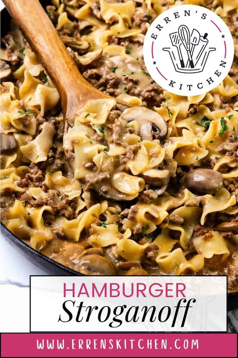 Beef Stroganoff With Hamburger Meat, Recipes With Ground Sirloin, Quick Beef Stroganoff, Hamburg Stroganoff, Hamburger Beef Stroganoff Easy, Ground Beef And Spinach Recipes, One Pot Ground Beef Stroganoff, Beef Stroganoff With Ground Beef, Stroganoff Recipe Easy