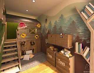 Wilderness Playroom Cabin Game Room, Hot Wheels Storage, Grandkids Room, Playroom Flooring, Basement Playroom, Beautifully Organized, Playroom Design, Playroom Organization, Toy Rooms