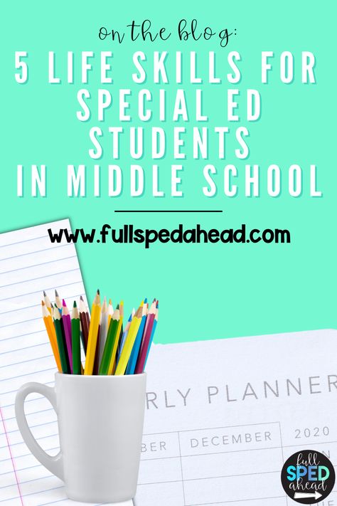 Thinking about life skills for special ed students is one of the most important parts of my job as a middle school special education teacher. Functional life skills activities are especially important at this age because our students are getting older and we want them to be valuable and independent members of society when they are finished with school. Special Education Activities Middle School, Middle School Life Skills Activities, Special Education Life Skills Activities, Middle School Special Education Classroom, Middle School Self Contained Classroom, Middle School Special Education Room, Life Skills Middle School, Functional Life Skills Special Education, High School Special Education Activities