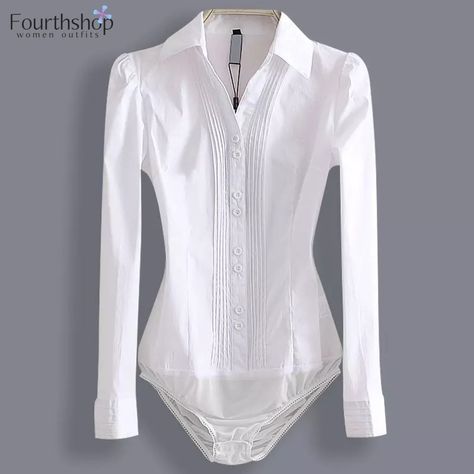 Elegant Bodysuit, Body Shirt, Bodysuit Shirt, Spring Fashion Casual, Silk Pajama Set, Bodysuit Top, Women Office, England Fashion, Bodysuit Fashion