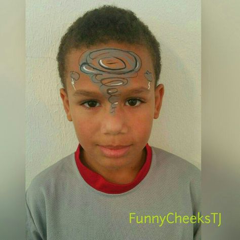 Tornado face painting by FunnyCheeksTJ Dallas Face Painter at a Back to School Event. Tornado Face Paint, Face Paint For Football Games Dots, Face Painting Dots Football, Prep Rally Face Paint, Facepaint Football, Back To School Event, Paint Design, School Event, Face Painting Designs