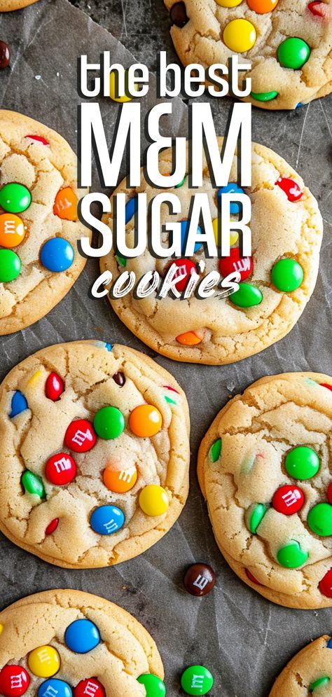 M&M Sugar Cookies [27 Minutes] – Chasety M&m Sugar Cookies, M&m Cookies, Colored Sugar Cookies, Mnm Cookies Recipe, Mnm Cookies, Cookies Without Brown Sugar, Cookies From Scratch, Strawberry Cookies, Cookie Flavors