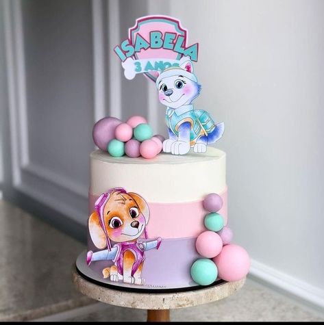 Paw Patrol Skye And Everest Cake, Paw Patrol Cake Skye Everest, Skye Everest Cake, Skye Paw Patrol Birthday Cake, Paw Patrol Everest Cake, Sky And Everest Birthday Party, Skye And Everest Birthday Cake, Sky Cake Paw Patrol, Pastel Skye Paw Patrol