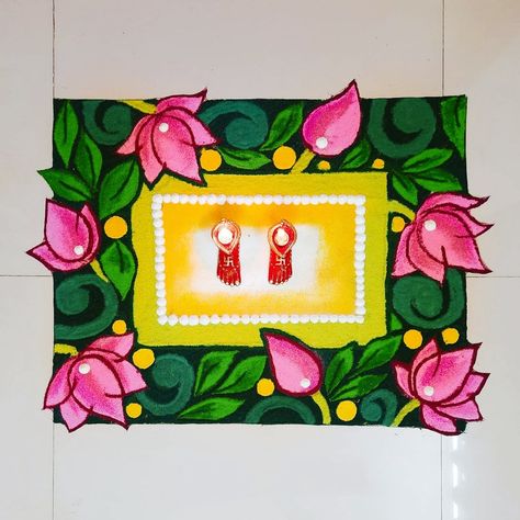 Best 35+ Dhanteras Rangoli 1 Poster Rangoli For Dhanteras, Dhanteras Creative Rangoli, Festive Rangoli Designs, Diwali Rangoli Poster, Kamal Rangoli Designs, Rangoli Designs Poster, Ready Rangoli Designs, Border Design For Rangoli, Diwali Rangoli Unique