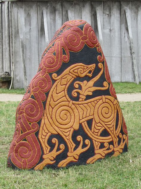 Viking Dragon Stone at the Viking Center of Ribe, Denmark  Doing this for my retirement homestead entryway Art Viking, Dragon Stone, Viking Dragon, Viking Life, Rune Stones, Viking Culture, Viking Designs, Tablet Weaving, Hakone