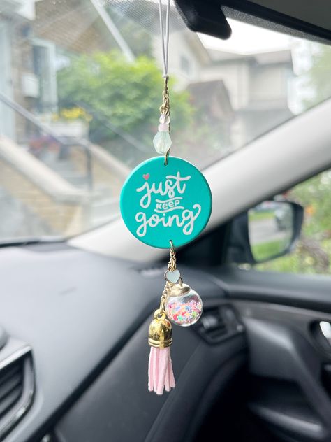 Mirror Hangers, Matching Keychains, Car Accessories For Women, Rear View Mirror Charm, Just Keep Going, Workspace Inspiration, Car Gifts, Diy Clay Crafts, Dreamy Art