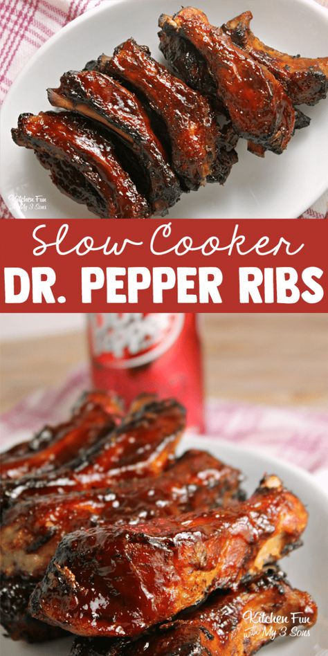 Ribs In Crock Pot, Dr Pepper Ribs, Slow Cooker Ribs Recipe, Crockpot Ribs, Slow Cooker Ribs, Pork Rib Recipes, Pot Dinners, Crockpot Recipes Beef, Kitchen Fun