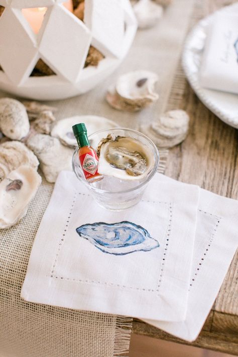 Bridal Shower Idea, Oyster Shooter, Nautical Wedding Inspiration, Edgy Bridal, Nautical Bridal Showers, Oyster Roast, Happy As A Clam, Beach Bridal Showers, Arrangement Ideas