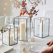 Glass Candle Centerpieces, Large Glass Candle Holders, Candle Glow, Garden Candles, Glass Candle Holder, Pillar Candle Holders, Candle Holder Set, Glass Candle Holders, Candle Lanterns