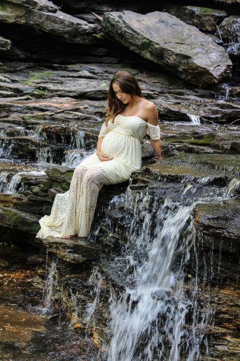 Water Fall Maternity Shoot, Maternity Jungle Photoshoot, Stream Maternity Pictures, Maternity Photo Shoot Waterfall, Maternity Photo Shoot Ideas Waterfall, Maternity Photoshoot Waterfall, Maternity Shoot Waterfall, Maternity Photos Waterfall, Forrest Maternity Photoshoot