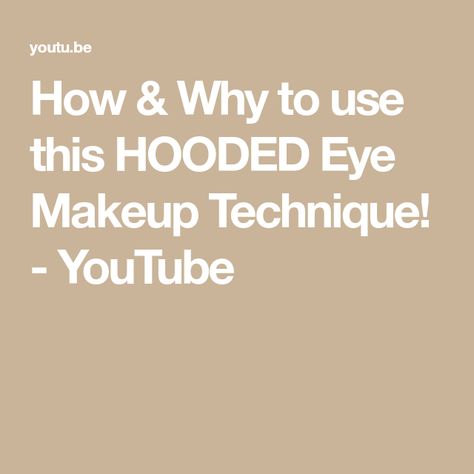 How & Why to use this HOODED Eye Makeup Technique! - YouTube Heavy Hooded Eyes, Hooded Lids, Eye Makeup Techniques, Hooded Eye Makeup, New Makeup, Loose Skin, Hooded Eyes, Makeup Techniques, Eye Makeup Tutorial