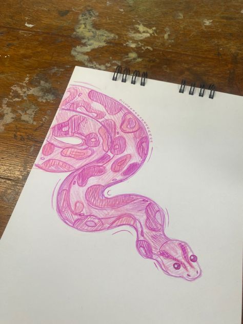 Drawing Alcohol, Snake Sketch, Snake Drawing, Market Art, Pink Snake, Oil Pastel Art, Marker Drawing, Drawing Inspo, Alcohol Markers