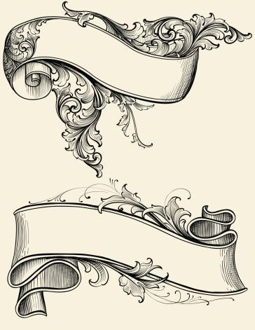 Tattoo Ideas Words, Scroll Tattoos, Stary Papier, Bow Tattoo Designs, Filigree Tattoo, Banner Drawing, Initial Tattoo, Tattoo Lettering Fonts, Words Inspiration