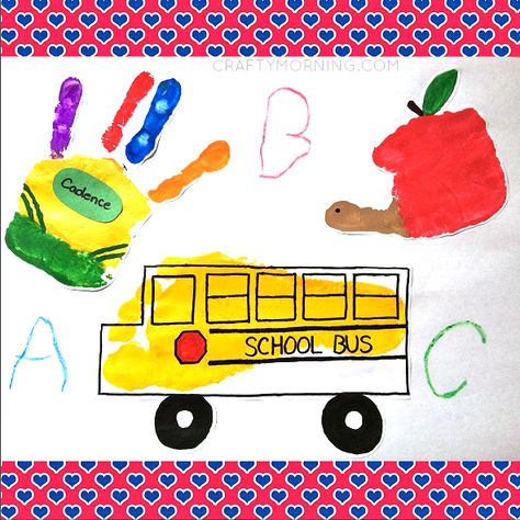 Back to School Handprint Kids Crafts - Crafty Morning School Crafts For Kids, Back To School Crafts For Kids, Crafty Morning, Welcome To School, Back To School Art, Back To School Crafts, School Craft, Daycare Activities, Daycare Crafts